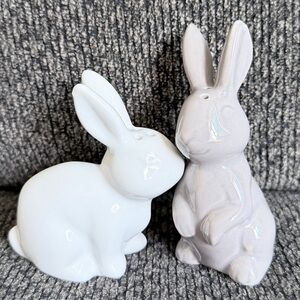 Target Ceramic Bunny White and Gray Salt Shakers